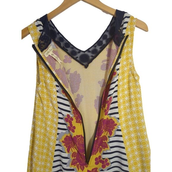 Matilda Jane Dress Womens XS Yellow Floral Golden Key Shift Sleeveless V-Neck - Picture 6 of 12